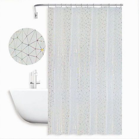 TRADE SHOP - Tenda Doccia Vasca Bagno Geometrico Effetto Prisma Con 12 Ganci 240x180 Cm 87184 - (1/2)