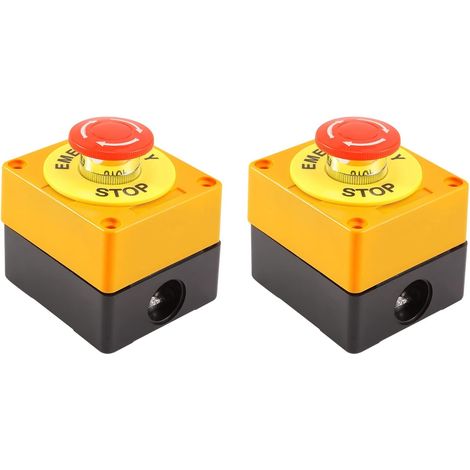 2Pcs Rouge Champignon ArrêT D'Urgence Coupure Interrupteur à Bouton-Poussoir No Nc 22Mm Cnc Gecko (1/5)