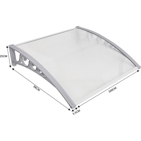 Skecten Marquesina para Puertas Ventanas Toldo Refugio de Nieve, Porche Delantero, Sombra Exterior, Techo, hecho en Cubierta de Policarbonato 100x100cm (1/5)