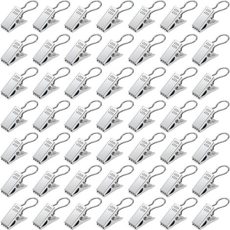 50 Stück Metall Vorhang-Clips, Vorhangklammern Deko Aufhängehaken, für Heimdekoration, Silber (1/5)