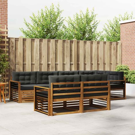 Outdoor-Sofagarnitur mit Kissen 7 pcs Natur und Anthrazit