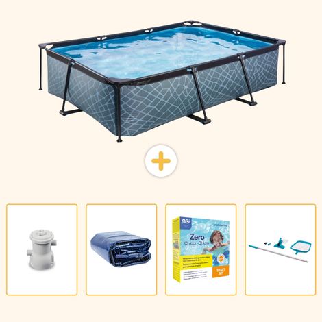 Exit-toys Piscine Exit Rectangulaire - Effet Pierre - 300x200x65 cm - 5-pièces SCB14 (1/5)