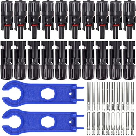 Photovoltaique Câble Connecteur, Connecteur PV, Connecteur Solaire Photovoltaïque AVCE Clés Hexagonales, Connecteur Solaire Mâle + Femelle pour Panneaux Solaires Cable Accessoires(10 Paires)Lefou (1/5)