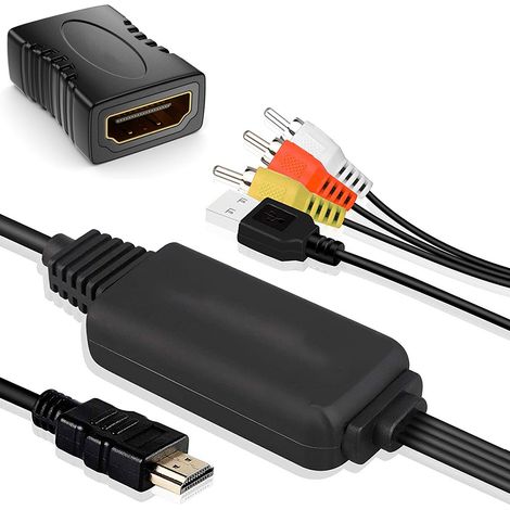 Convertisseur Hdmi Vers Rca - Adaptateur Av 1080p Avec Puce Intégrée - Compatible Tv Stick Chromecast Apple Tv Ps4 Xbox Pc - Câble Alimenté Par Usb - 1 Pièce (1/5)