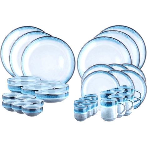 Service de Vaisselle Complet GENESIS – Service de Table en Grès 6 Personnes, 36 Pièces (Assiettes, Bols, Mugs (1/5)