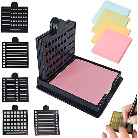 Pochoir pour post-it, porte-post-it avec cinq modèles, compatible avec des post-it de 3 x 3 pouces, idéal pour les listes de tâches, à la maison ou au bureau, distributeur de post-it réutilisables (no (1/5)