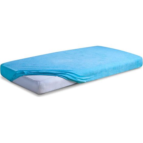 Lenzuolo in spugna di alta qualità con elastico, 70x140x10 cm, blu. (1/5)