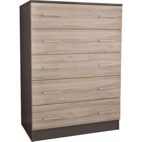 Cassettiera da 80x45x109h cm a cassetti in legno di colore Olmo e Grigio scuro mod. Island (1/5)