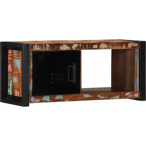 Mobile porta TV in legno di recupero con ampio spazio di archiviazione 80 x 30 x 35 cm stile industriale legno marrone 020057637