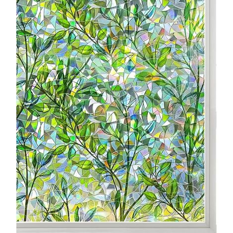 Film occultant pour fenêtres - Film décoratif pour vitres - Film pour verre - Film effet vitrail - Stickers pour fenêtres - Protection UV - 200 x 45 cm - PVC - Vert (1/5)