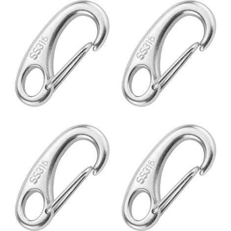 4 pezzi 2"/50mm 316 acciaio inossidabile gancio a molla moschettone multifunzionale asta portabandiera hardware di fissaggio per asta portabandiera con corda (1/5)