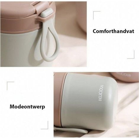 Pot de yaourt - Pot de yaourt à emporter - 800 ml - Gobelet à déjeuner - Pot à déjeuner isotherme anti-fuite avec cuillè Étiquette (1/5)