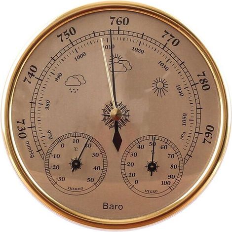 Crezuo 3-in-1 analoge Wandwetterstation mit Barometer und Thermometer-Hygrometer, für den Innen- und Außenbereich.