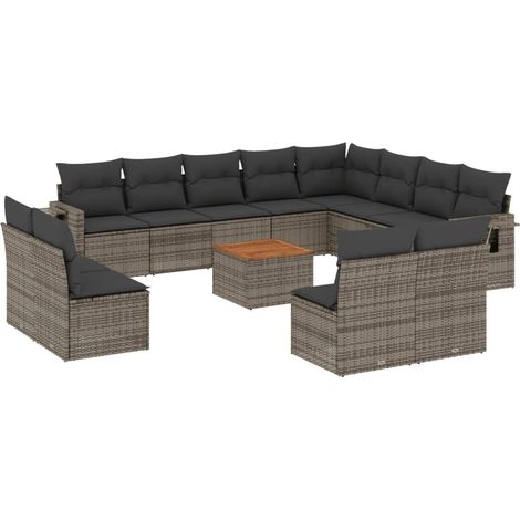 Maison Exclusive - 13-tlg. Garten-Sofagarnitur mit Kissen Grau Po
