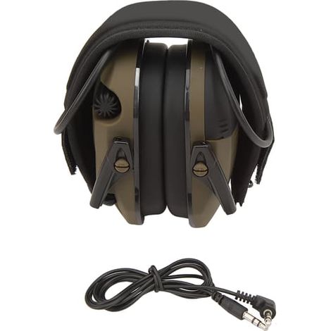 Casque antibruit avec rembourrage doux. Protection auditive pliable pour une utilisation en extérieur. Vert olive. (1/5)