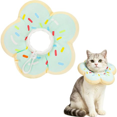 Collier conique souple en forme de donut pour chats et chiots, collier de convalescence imperméable et ajustable, motif mignon, anti-léchage et anti-morsure pour la protection des plaies après une int (1/5)