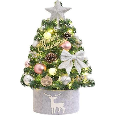Sapin de Noël argenté, mini sapin de Noël floqué blanc, petites décorations de bureau cryptées (1/5)
