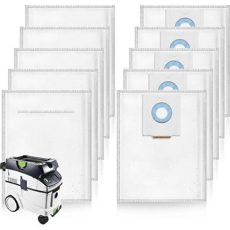 Lot de 10 sacs filtrants autonettoyants 496186 pour aspirateurs Festool CT 36, CTL 36 et CTM 36.
