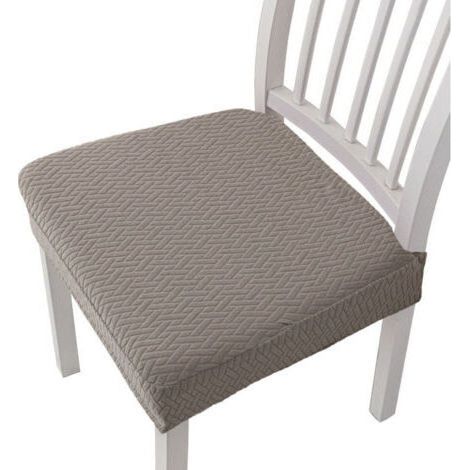 4 Pcs Removable and Washable Jacquard Dining Chair Cushion Cover - Taupe, solid colour stretch chair cover cover, hotel home dining chair cover (1/4)