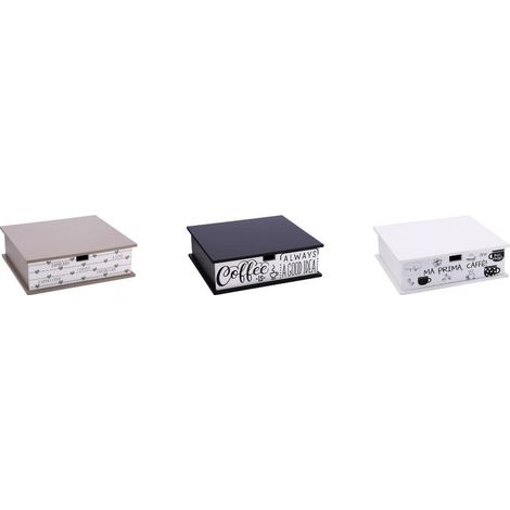 1 Pezzo Cassetto Portacialde Capsule Caffè in Legno MDF con 3 Scomparti 3 Decori (1/2)