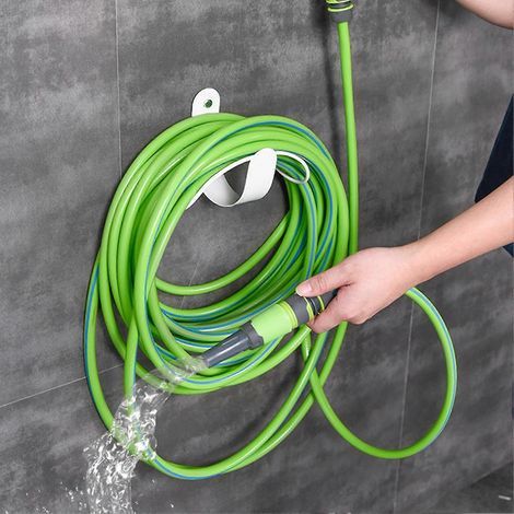 Support mural pour tuyau d'arrosage en acier inoxydable, grande capacité de charge, rangement facile, installation simple, blanc (1/4)
