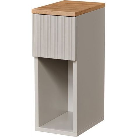 Table de chevet étroite 20 cm Cachemire + Chêne Craft façade cannelée – design moderne 20x30x53 cm (1/4)