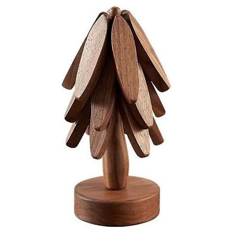 Ecleanfy - Dessous de verre en bois pour plats chauds, dessous de verre en bois pour casseroles, moule en bois, dessous de verre pour théières, casseroles, Anti-DB comme illustré (PA) (1/5)