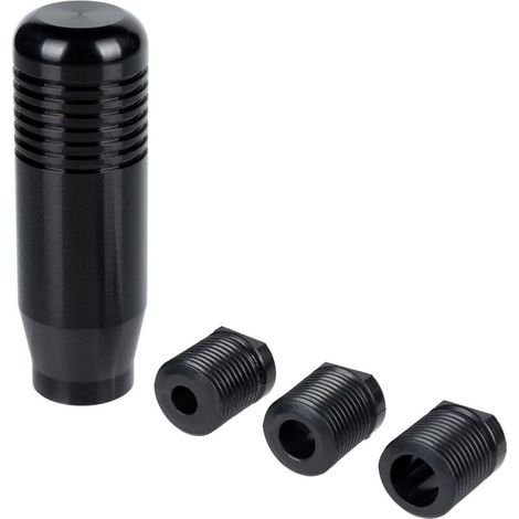 Pomello del cambio universale, leva del cambio manuale, adattatore per leva del cambio auto con 3 adattatori (8 mm, 10 mm, 12 mm) per auto, lega di alluminio, pelle (nero) (1/4)