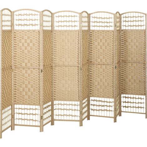 Paravent intérieur - HOMCOM - bois séparateur de pièce cloison pliable 8 panneaux - bois - 320 x 170 cm - bois naturel (1/5)
