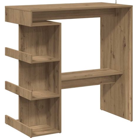 Table de bar avec étagère de rangement chêne artisanal CFW768049 (1/5)