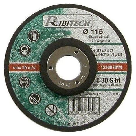 Ribitech - Disque Abrasif Ø115 Tronçonner Matériaux 115X3,2X22,2 (1/3)