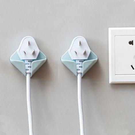 Kitchen Hanger Outlet Organizer Holder Cord Storage Wall Mounted Rack Holder Adhesive Force Sticky Hook Bathroom（Blue 2 Pieces） (1/5)