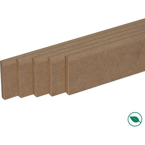 Forestea – Pack de 5 plinthes MDF brut 2000 x 95 x 9 mm – Label PEFC 70% – Pour finitions intérieures de qualité