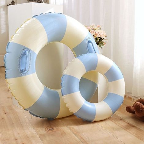 Brassards gonflables pour les bras, en PVC, à rayures rétro, de couleur bleue, pour adolescents, pour l'apprentissage et l'entraînement à la natation.-AquaForge (1/5)