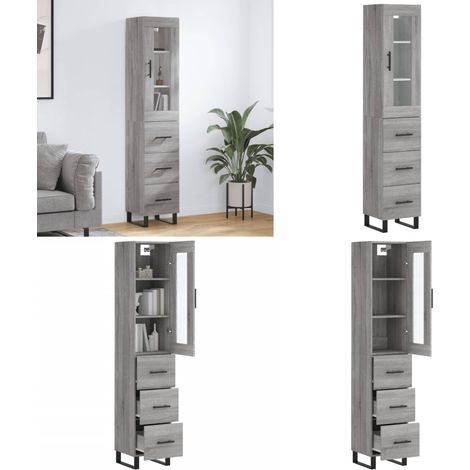 Highboard Grau Sonoma 34,5x34x180 cm Holzwerkstoff - Schrank - Holzwerkstoff (1/5)