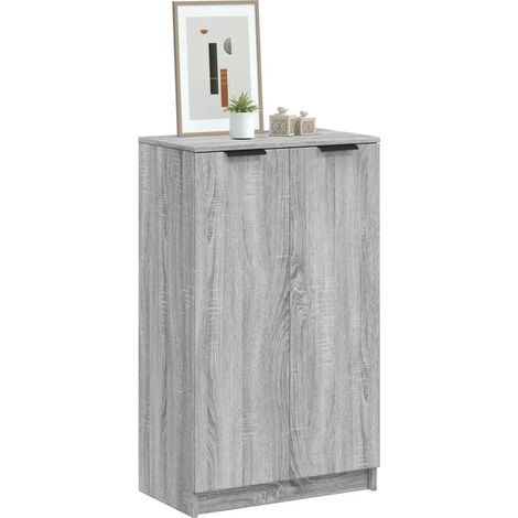 Mueble zapatero madera contrachapada gris Sonoma 59x35x100 cm vidaXL
