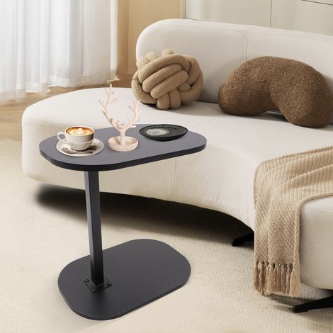 Mesa auxiliar en forma de C, mesa de centro regulable en altura, mesa de salón, mesa de centro en forma de C, con estructura metálica. (1/5)