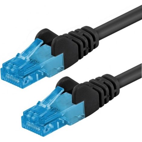 CAT 6A cavo patch, U/UTP, nero, conduttore di rame (CU), guaina del cavo senza alogeni (LSZH). Lunghezza del Cavo 10 m (1/4)