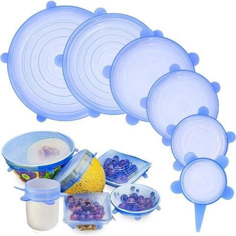 12 Pcs Couvercles en Silicone Alimentaire Réutilisables Extensibles pour Stockage de Nourriture (1/4)