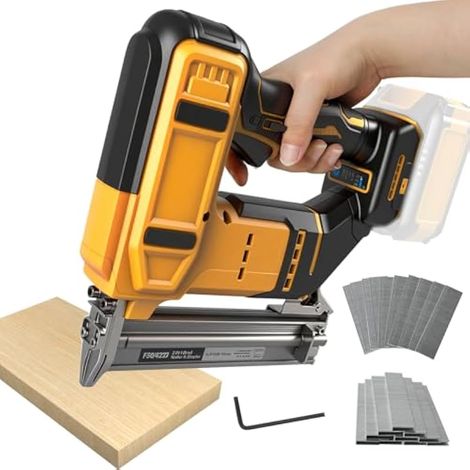 Agrafeuse à onglets à batterie 2-en-1 sans balais, pistolet à clous électrique, agrafeuse 18GA, cloueur à onglets pour Dewalt avec 1000 clous, 1000 agrafes pour DIY ébénisterie (sans batterie) (1/5)
