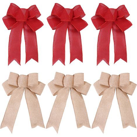 Nœud Décoratif - Toile De Jute Floquée - Pour Couronne De Noël Mariage Fête Intérieure Extérieure - 1 Pièce (1/5)