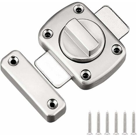 Grande serrure de porte de salle de bain avec 6 vis, verrou antivol pour armoire, penderie, grenier, verrou coulissant argenté à fixation extérieure