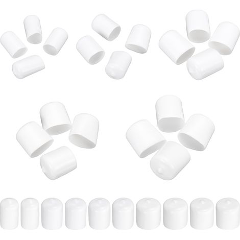 50Pcs Embout Caoutchouc 12.5mm 15.5mm 19mm 22mm 25mm Cache Vis Blanc Protection Rond pour Boulon, Tuyau de Plomberie (1/5)