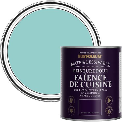 Peinture Bleue Résistante à l'eau pour Faïence de Cuisine, Finition Mate - Bleu-vert 750ml (1/5)