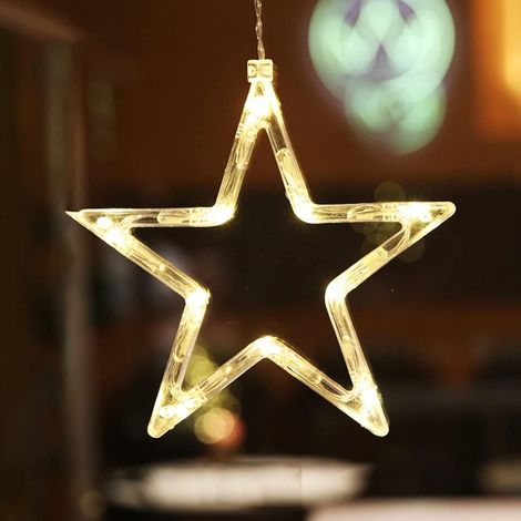 MINKUROW Luces Navideñas Para Decoración De Ventanas Luces Colgantes Para Ventanas Con Ventosa Campanas Navideñas Copo De Nieve Forma De Alce Luz Con Ventosa Funciona Con Pilas Para Fiesta De Árbol De (1/5)