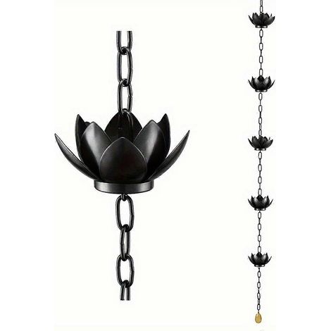 Chaîne de pluie, chaîne de récupération d'eau de pluie Lotus pour gouttières extérieures, coupelles de chaîne de pluie pour remplacer la descente de gouttière, détourner l'eau (1/4)