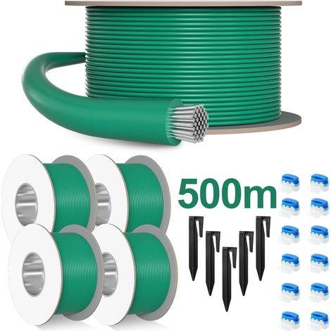 Jiubiaz Begrenzungskabel Set 500m Rasenroboter mit 1750 Erdnägel + 60 Kabelverbinder für Mähroboter