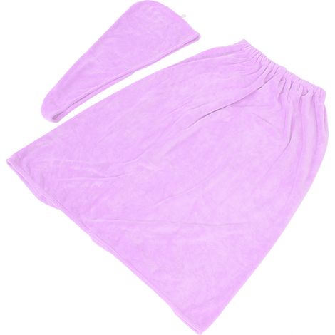 Ensemble de soin corporel pour femmes, comprenant un peignoir, un bonnet de sèche-cheveux et une serviette douce en microfibre, idéal pour les salons de beauté, violet clair. (1/5)