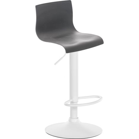 Sgabello da bar x1 con poggiapiedi girevole schienale curvo in plastica grigia e metallo bianco 100004984