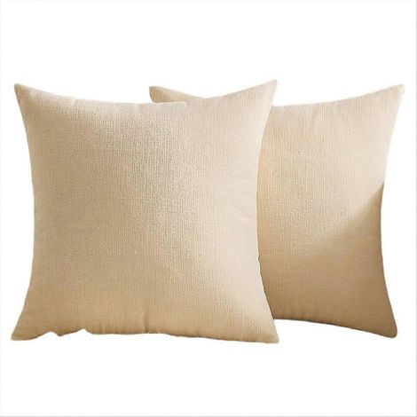 Beige Couch oreiller housses 20x 20 pouce ensemble de 2 doux décoratif Euro Throw oreiller housses Farmhouse pour Sofa (1/5)